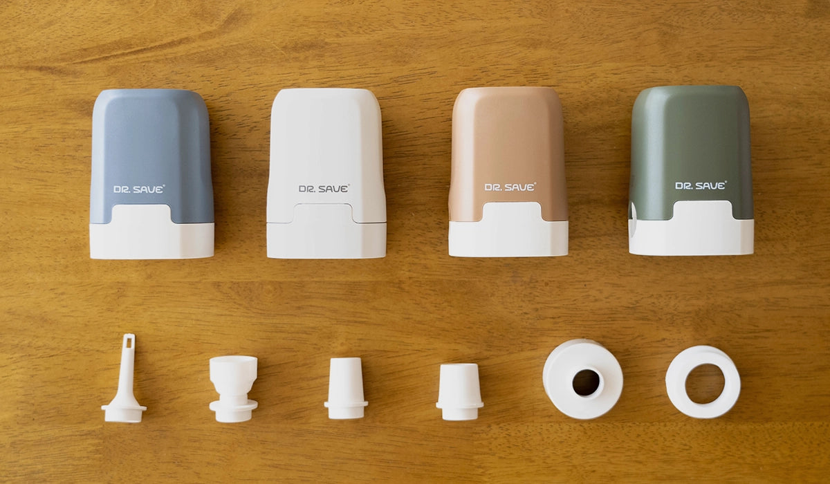 DR. SAVE Magic air pump colors and interchangeable nozzles